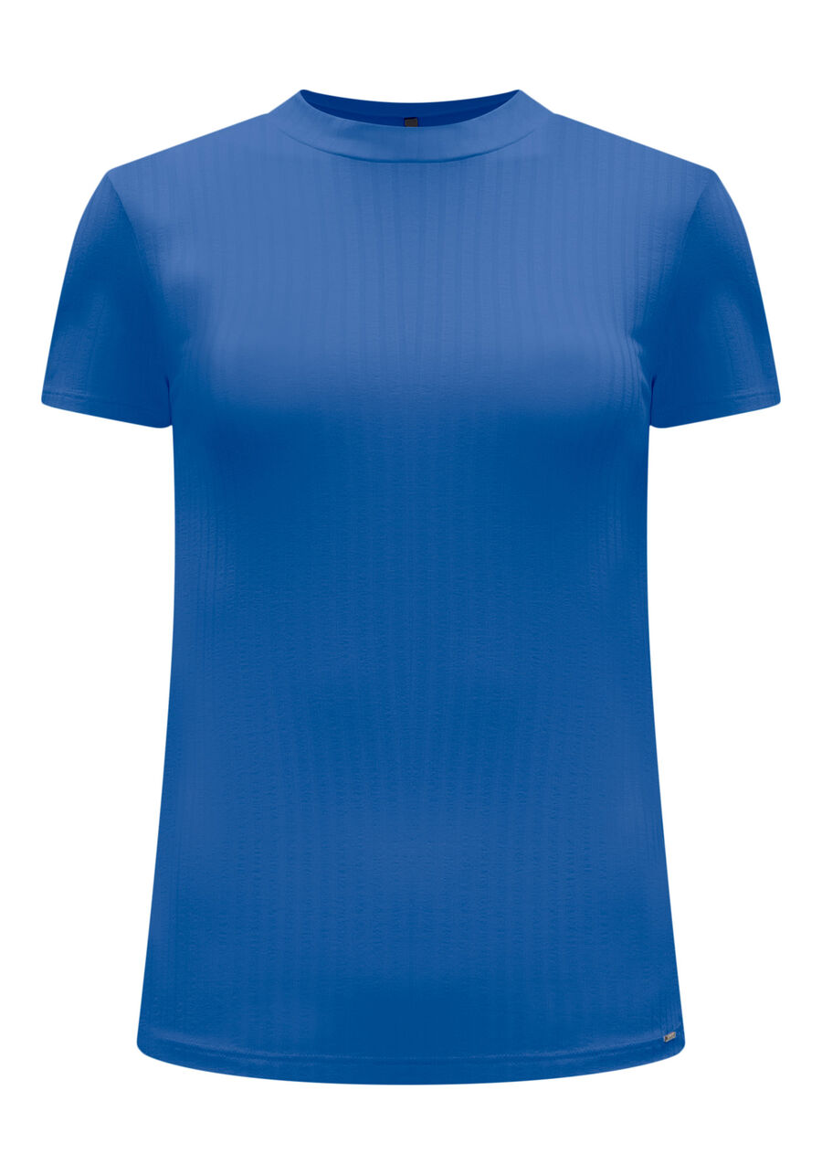 Blusa Básica Canelada De Mangas Curtas Com Gola, . Blusa Básica Canelada De Mangas Curtas Com Gola, , large.