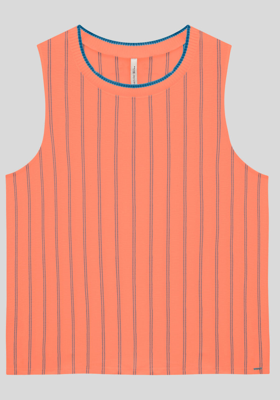 Regata Listrada Plus Size com Retilínea, . Regata Listrada Plus Size com Retilínea, , large.