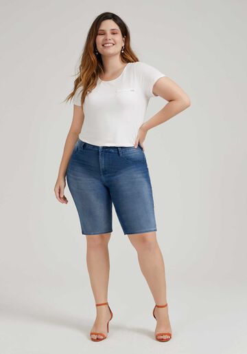 Bermuda Jeans Ciclista Plus Size Fit For Me, JEANS, large.