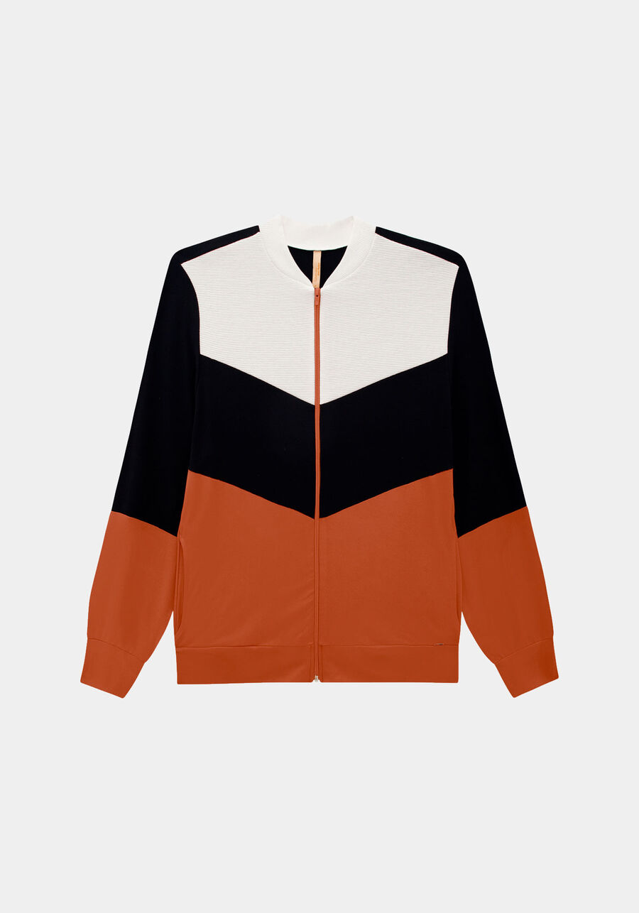 Jaqueta em Moletom com Recortes Plus Size, . Jaqueta em Moletom com Recortes Plus Size, , large.