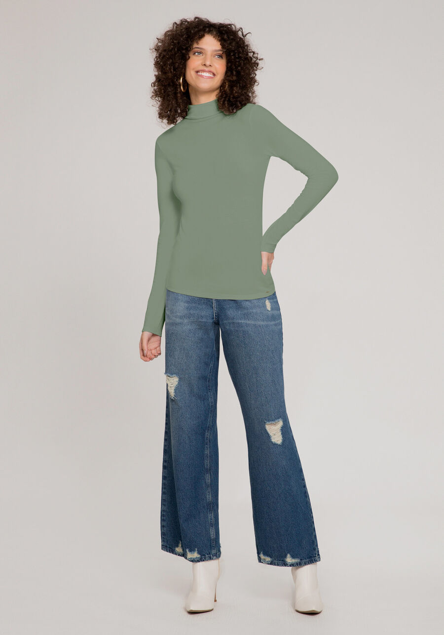 Blusa Básica Com Mangas Longas E Gola Alta Em Malha, . Blusa Básica Com Mangas Longas E Gola Alta Em Malha, , large.