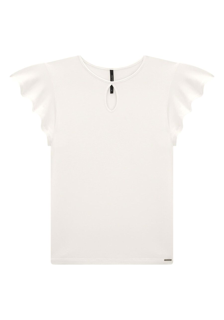 Blusa em Malha Viscose com Babado Manga, . Blusa em Malha Viscose com Babado Manga, , large.