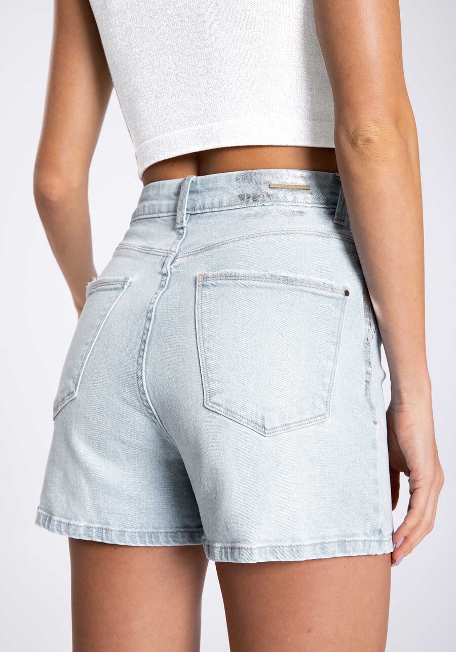 Shorts Jeans Mom Chapa Barriga com Metalizado, . Shorts Jeans Mom Chapa Barriga com Metalizado, , large.