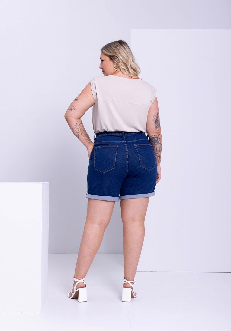 Shorts Jeans Boyfriend Com Cadarço Frontal E Cintura Média, JEANS. Shorts Jeans Boyfriend Com Cadarço Frontal E Cintura Média, JEANS, large.