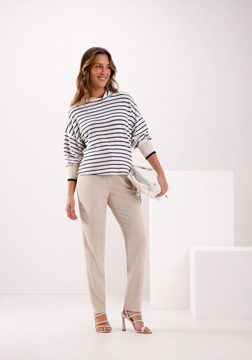 Blusão Listrado Com Gola Alta E Punhos Em Retilínea, MARINHO ACTION. Blusão Listrado Com Gola Alta E Punhos Em Retilínea, MARINHO ACTION, large.