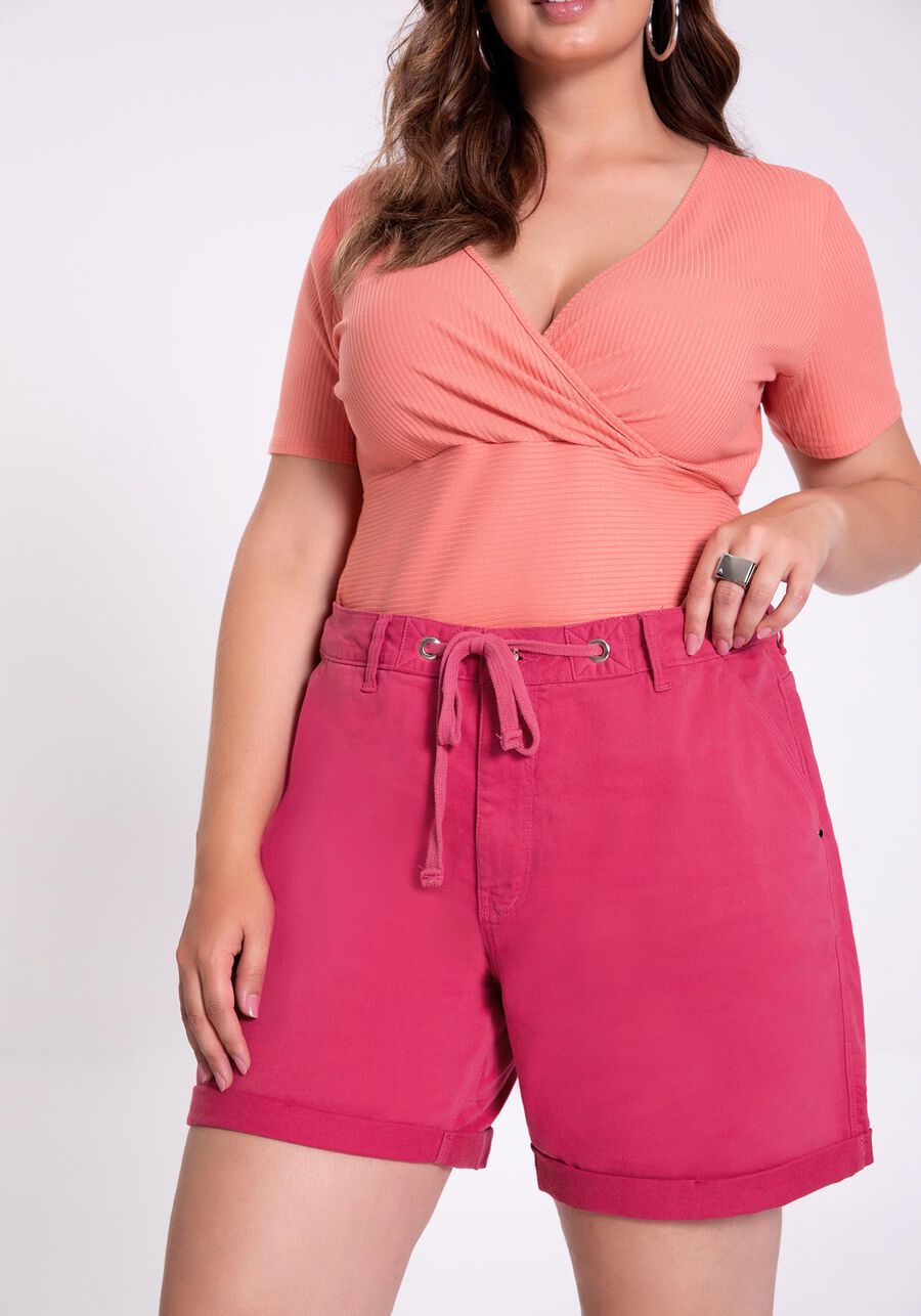 Shorts Boyfriend Plus Size Com Bolsos Em Sarja Com Elastano, . Shorts Boyfriend Plus Size Com Bolsos Em Sarja Com Elastano, , large.