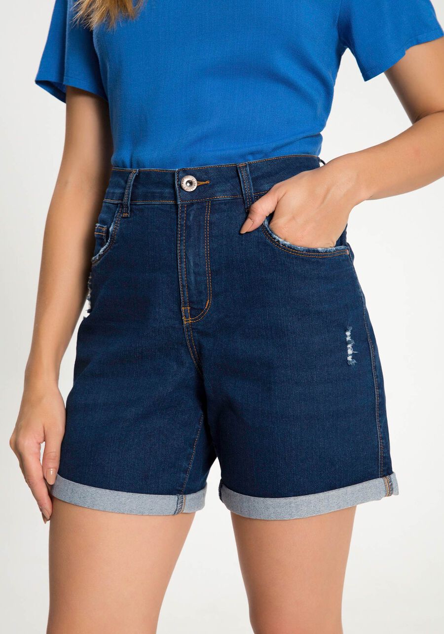 Shorts Jeans Boyfriend com Elasticidade, JEANS. Shorts Jeans Boyfriend com Elasticidade, JEANS, large.