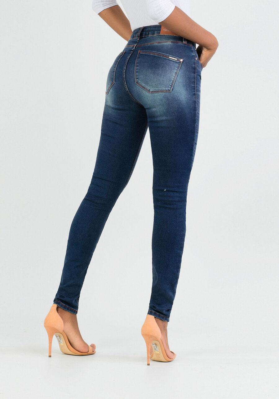 Calça Jeans Skinny Chapa Barriga, JEANS ESCURO, large.