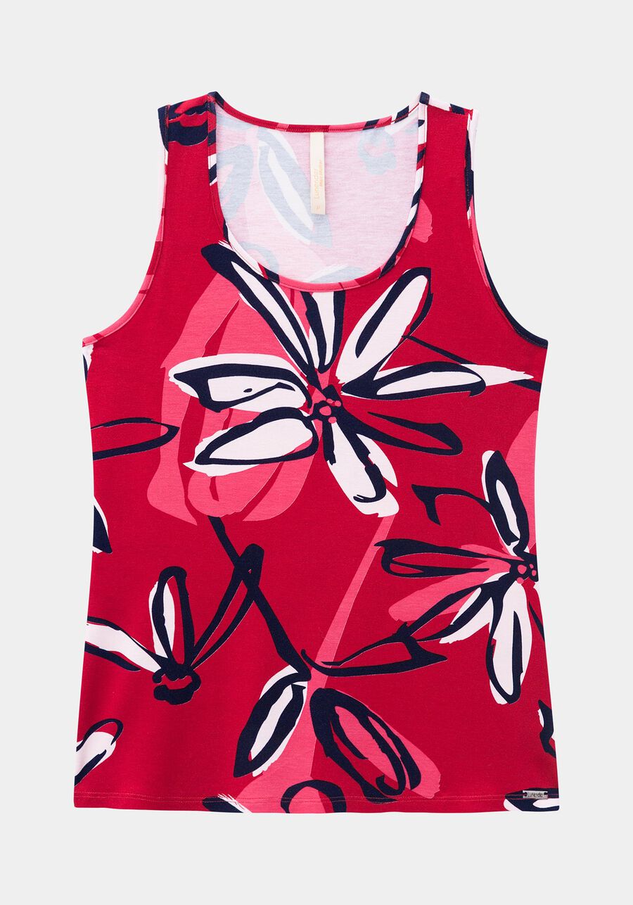 Regata Plus Size Estampada Malha Viscose, VERMELHO NATTY. Regata Plus Size Estampada Malha Viscose, VERMELHO NATTY, large.