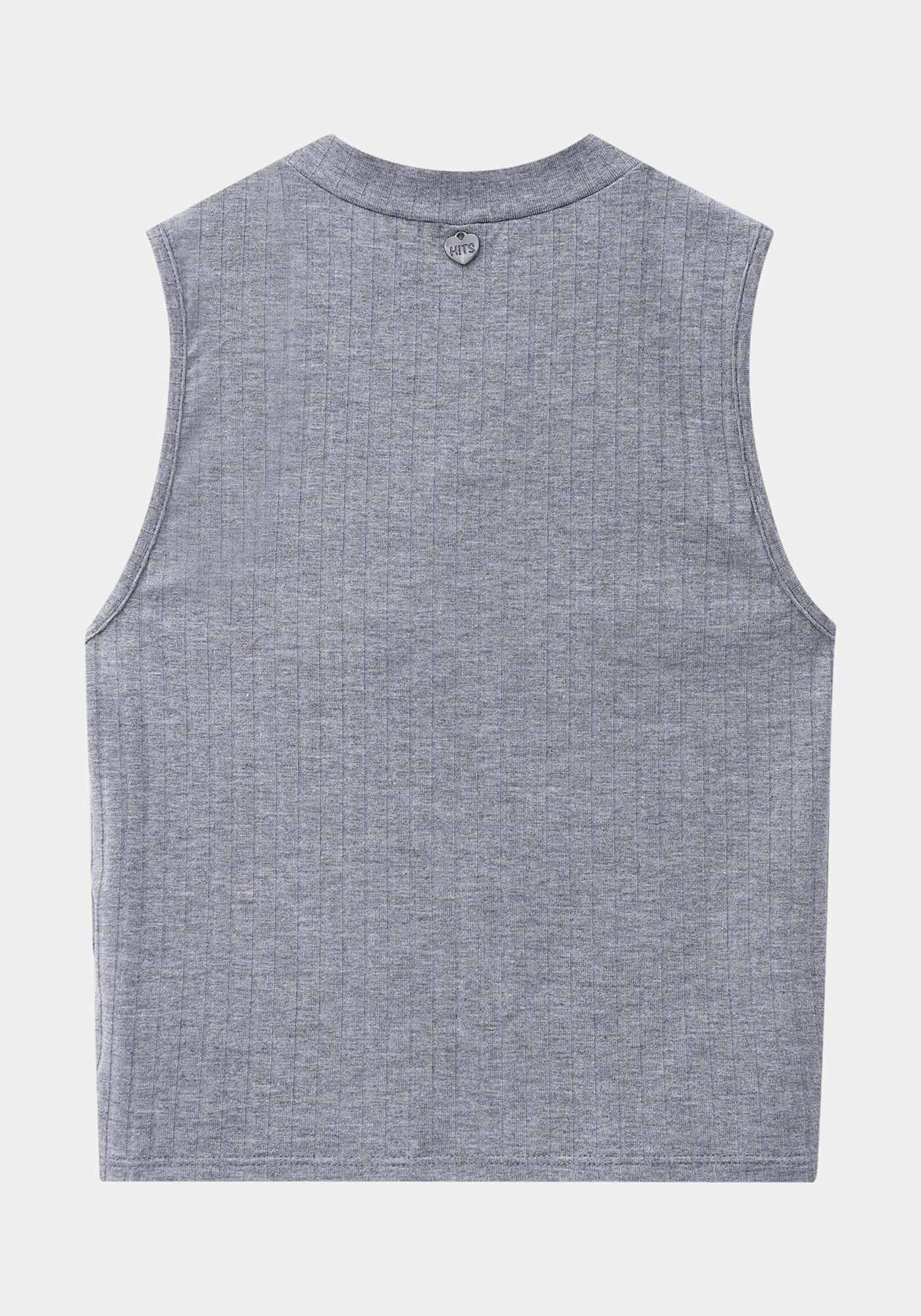 Regata Curta Malha Canelada, MESCLA MEDIO, large.