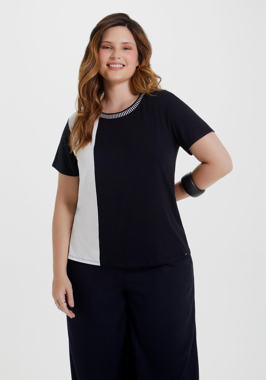Blusa Plus Size em Malha Viscose com Recortes, . Blusa Plus Size em Malha Viscose com Recortes, , large.