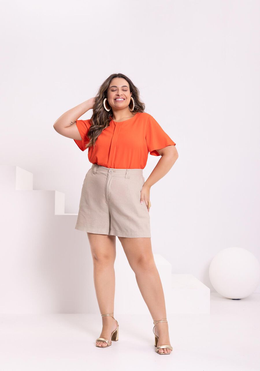 Blusa De Mangas Curtas Gola Redonda Em Viscose Responsável, VERMELHO CEREJA. Blusa De Mangas Curtas Gola Redonda Em Viscose Responsável, VERMELHO CEREJA, large.