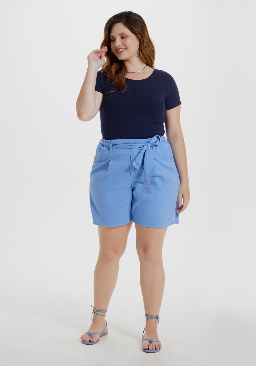 Blusa De Mangas Curtas Em Malha Canelada De Viscose, . Blusa De Mangas Curtas Em Malha Canelada De Viscose, , large.