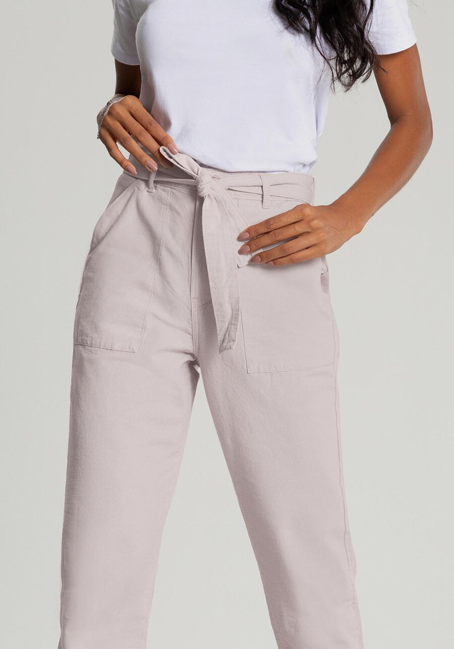 Calça Sarja Jogging com Cinto, NATURAL. Calça Sarja Jogging com Cinto, NATURAL, large.