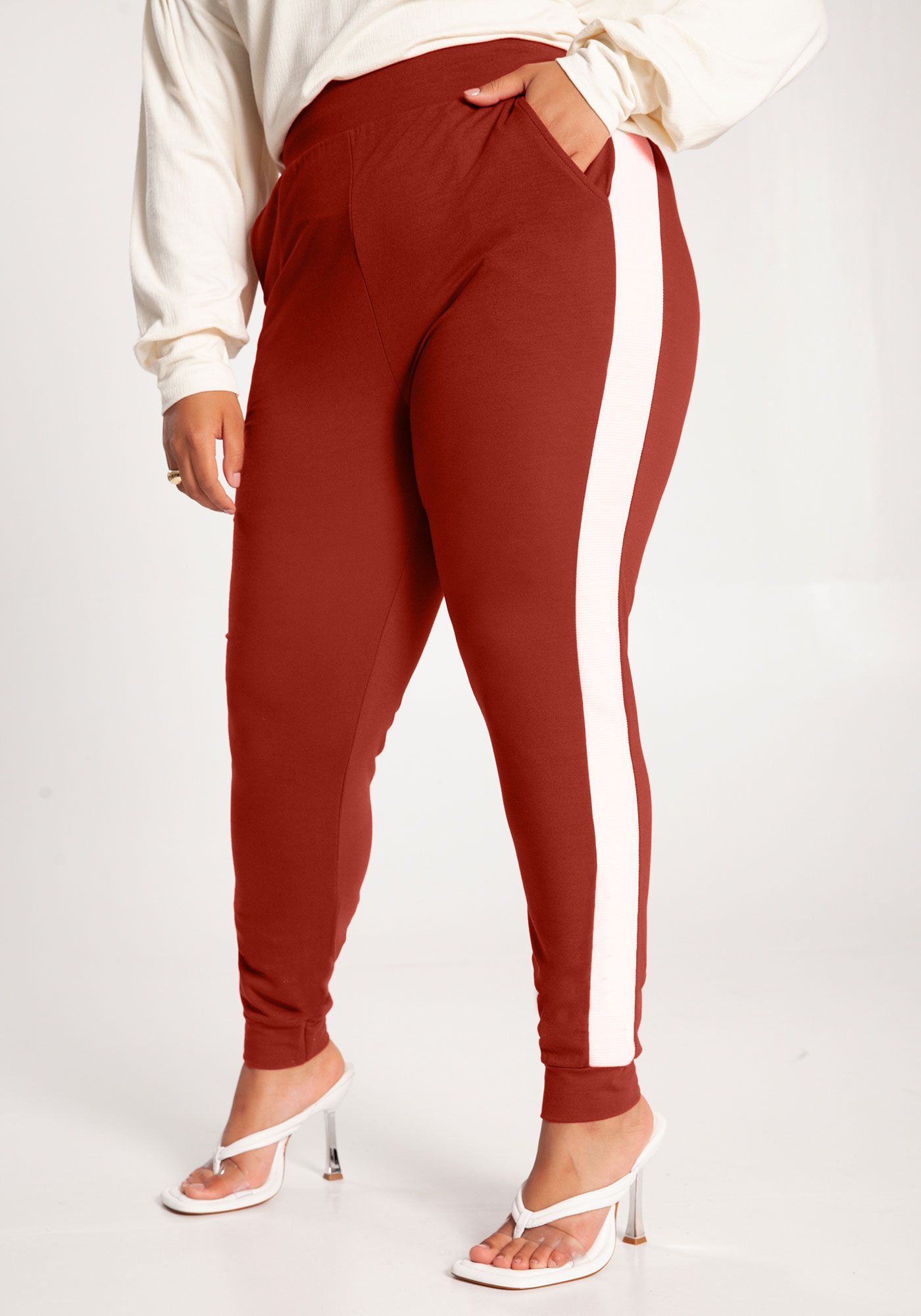 Calça de moletom feminina com store listra lateral