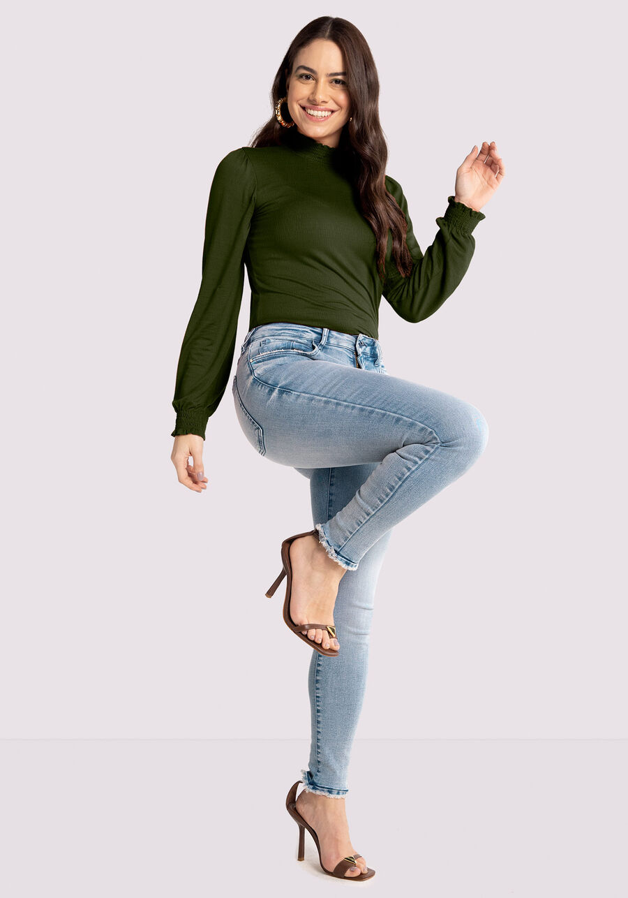 Calça Jeans Skinny com Detalhe Barra, JEANS. Calça Jeans Skinny com Detalhe Barra, JEANS, large.