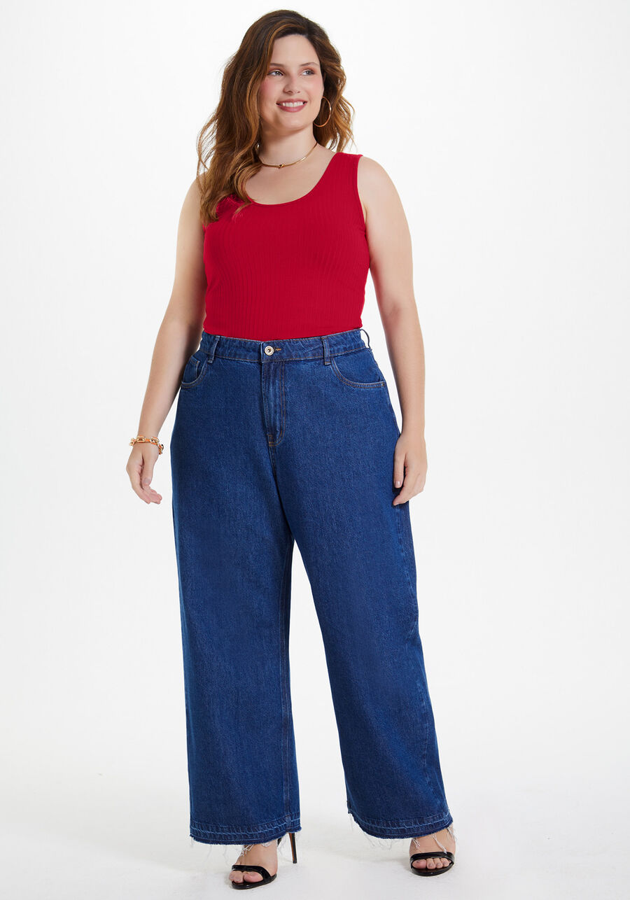 Regata Plus Size Básica Canelada Frente e Costas, VERMELHO STOP SIGN, large.