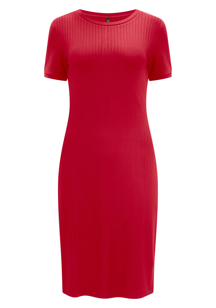 Vestido Curto Canelado Básico De Mangas Curtas Em Malha, . Vestido Curto Canelado Básico De Mangas Curtas Em Malha, , large.