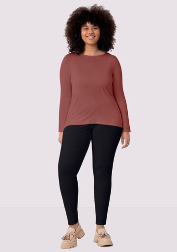 Calça Legging Plus Size em Malha Básica, PRETO REATIVO, large.