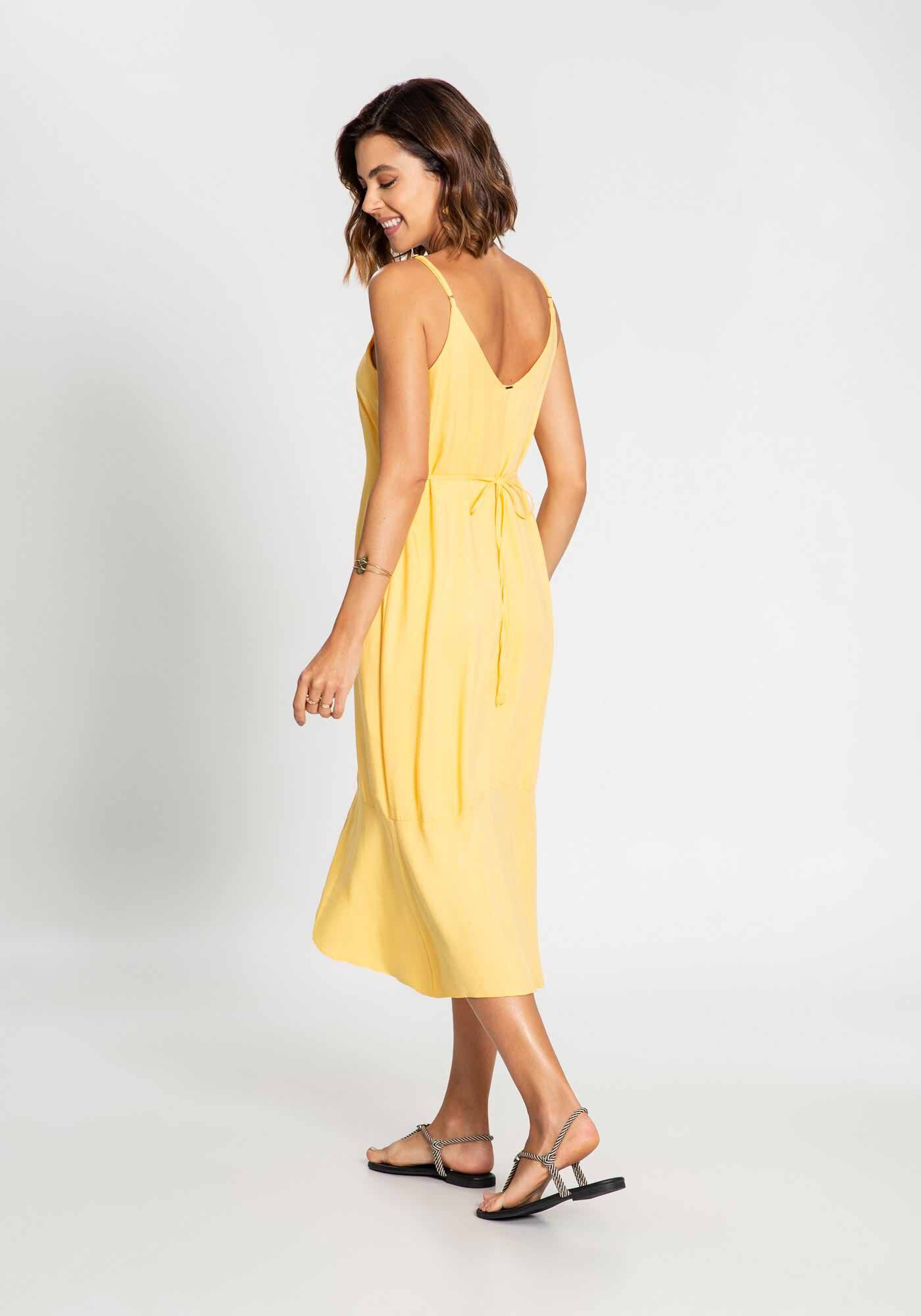 Vestido Midi Rayon com Bot es Lunender