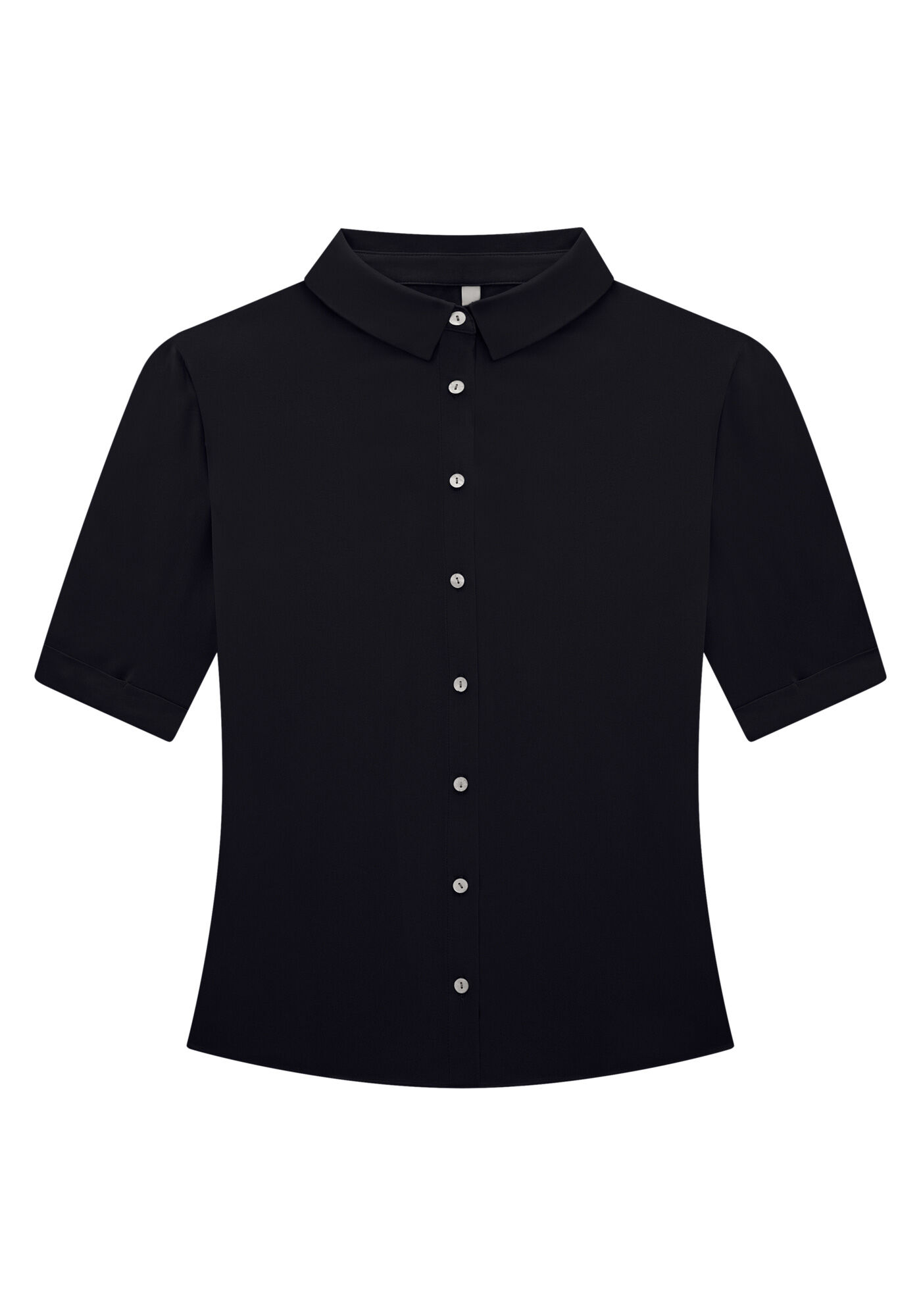 Camisa Plus Size Alongada Com Mangas 3/4 E Bot&otilde;es, PRETO REATIVO, large.