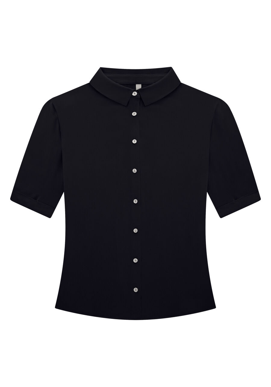 Camisa Plus Size Alongada Com Mangas 3/4 E Botões, . Camisa Plus Size Alongada Com Mangas 3/4 E Botões, , large.