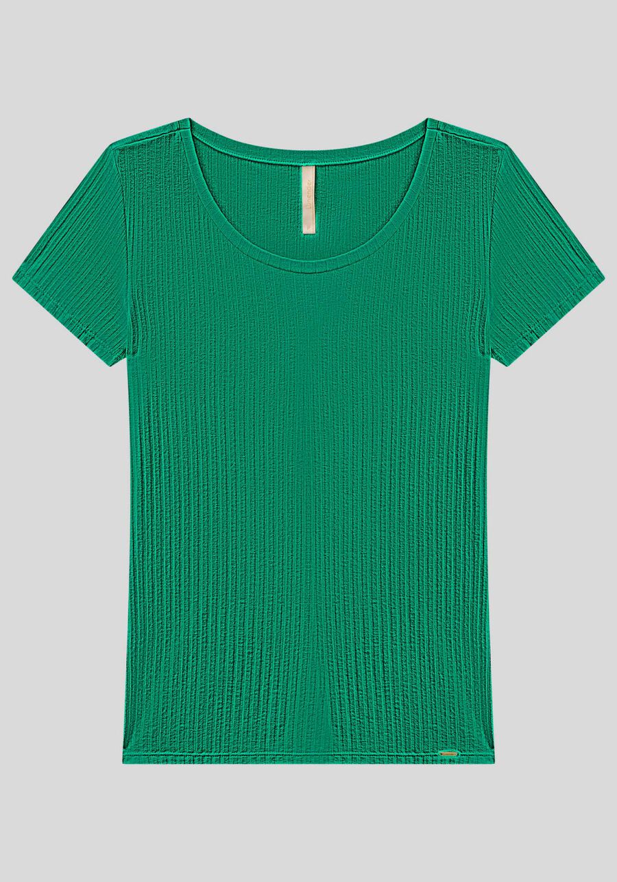 Blusa Em Malha Canelada Com Mangas Curtas E Decote Redondo, . Blusa Em Malha Canelada Com Mangas Curtas E Decote Redondo, , large.