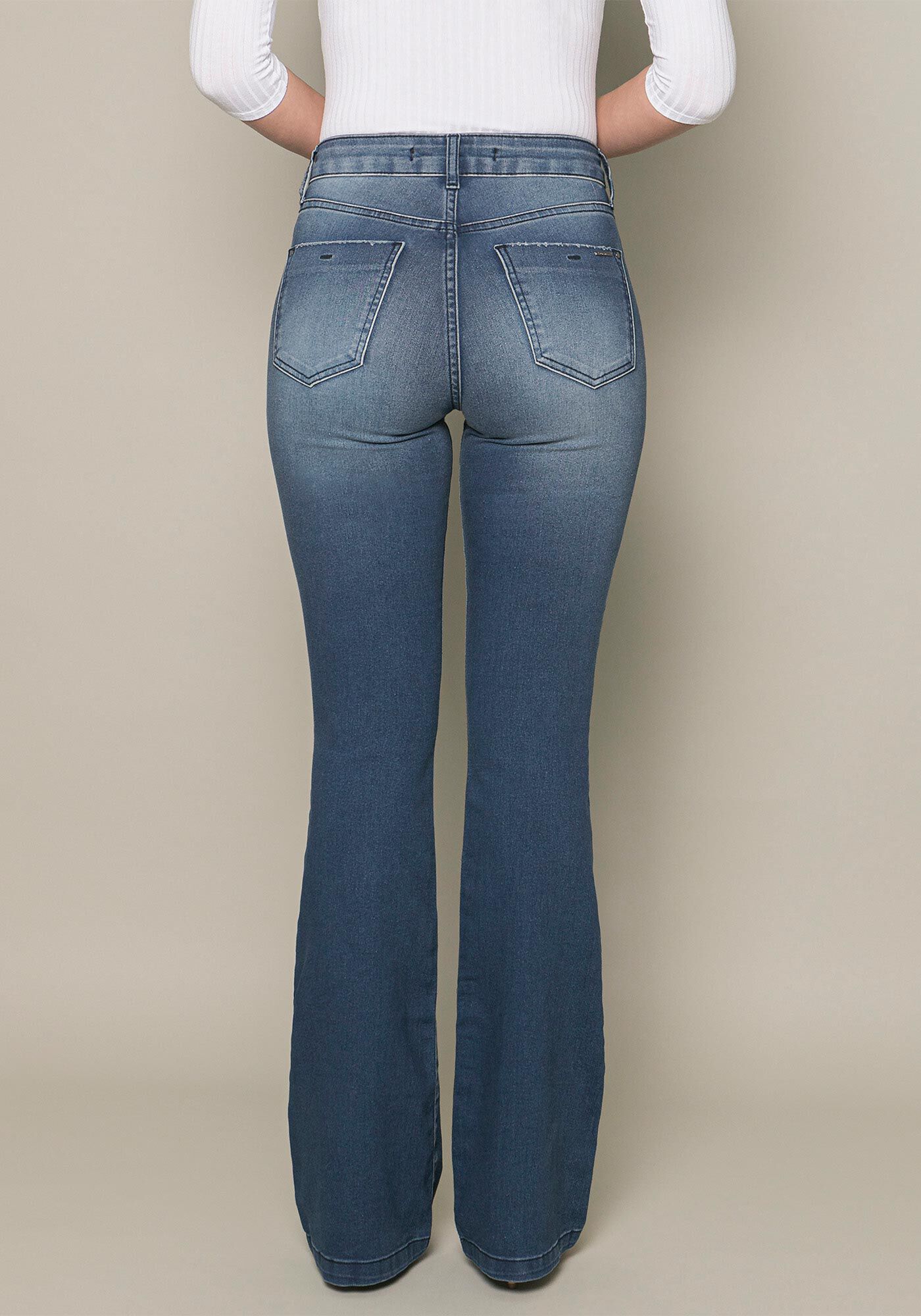 Calça flare com elastano hot sale