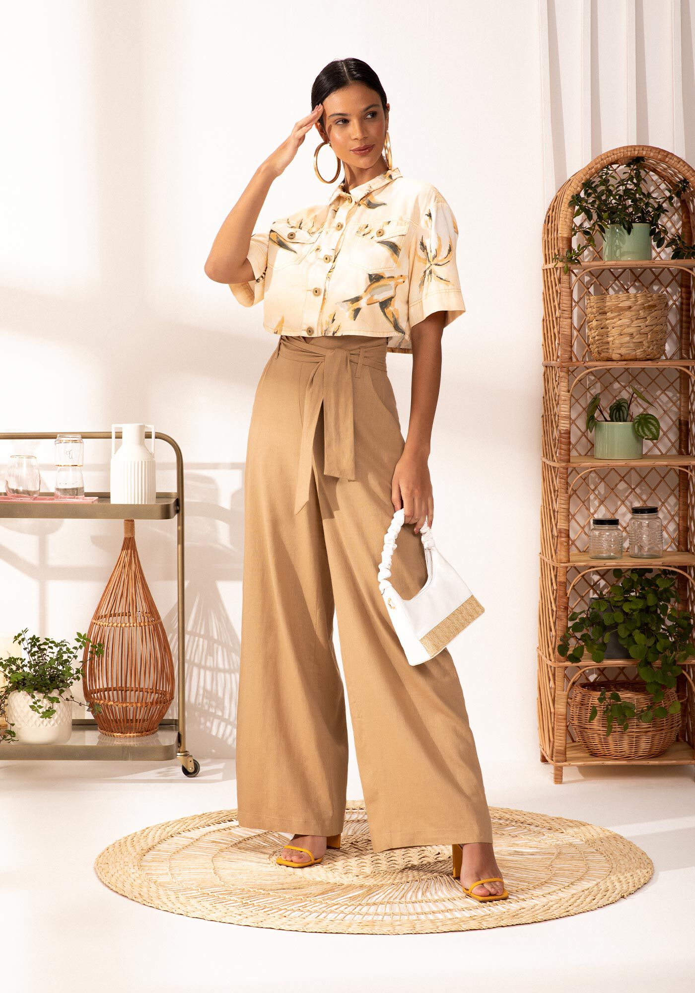 Calça linho shop bege