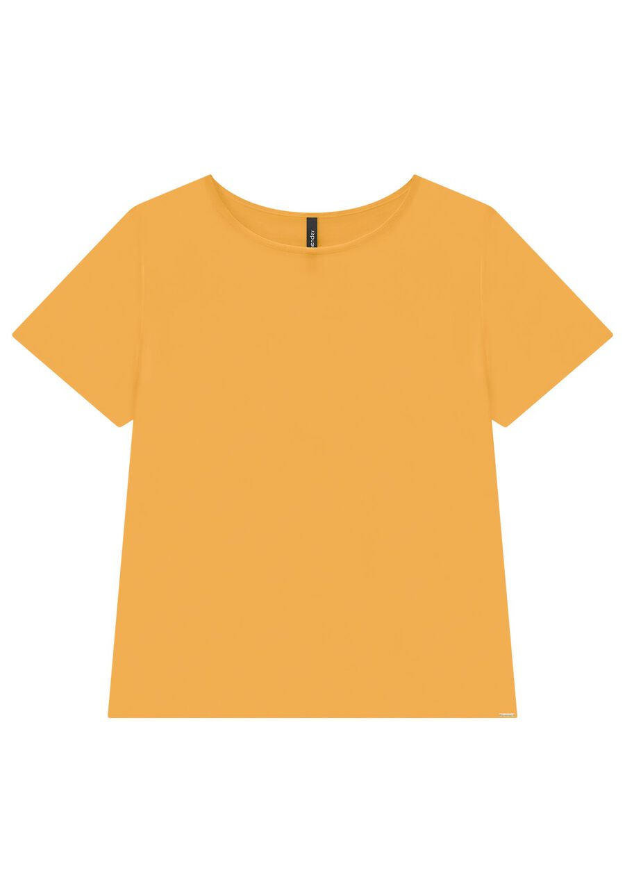Blusa Lisa Básica De Mangas Curtas Em Tecido Leve, . Blusa Lisa Básica De Mangas Curtas Em Tecido Leve, , large.