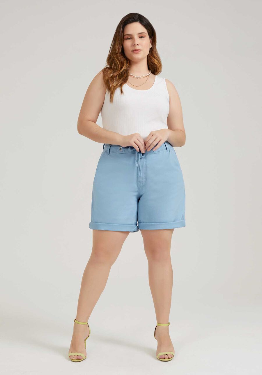 Shorts Boyfriend Plus Size Com Bolsos Em Sarja Com Elastano, . Shorts Boyfriend Plus Size Com Bolsos Em Sarja Com Elastano, , large.