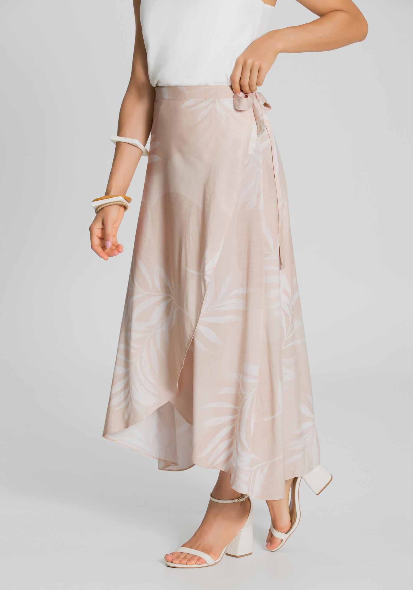 Saia Midi Transpassada Estampada, , large.