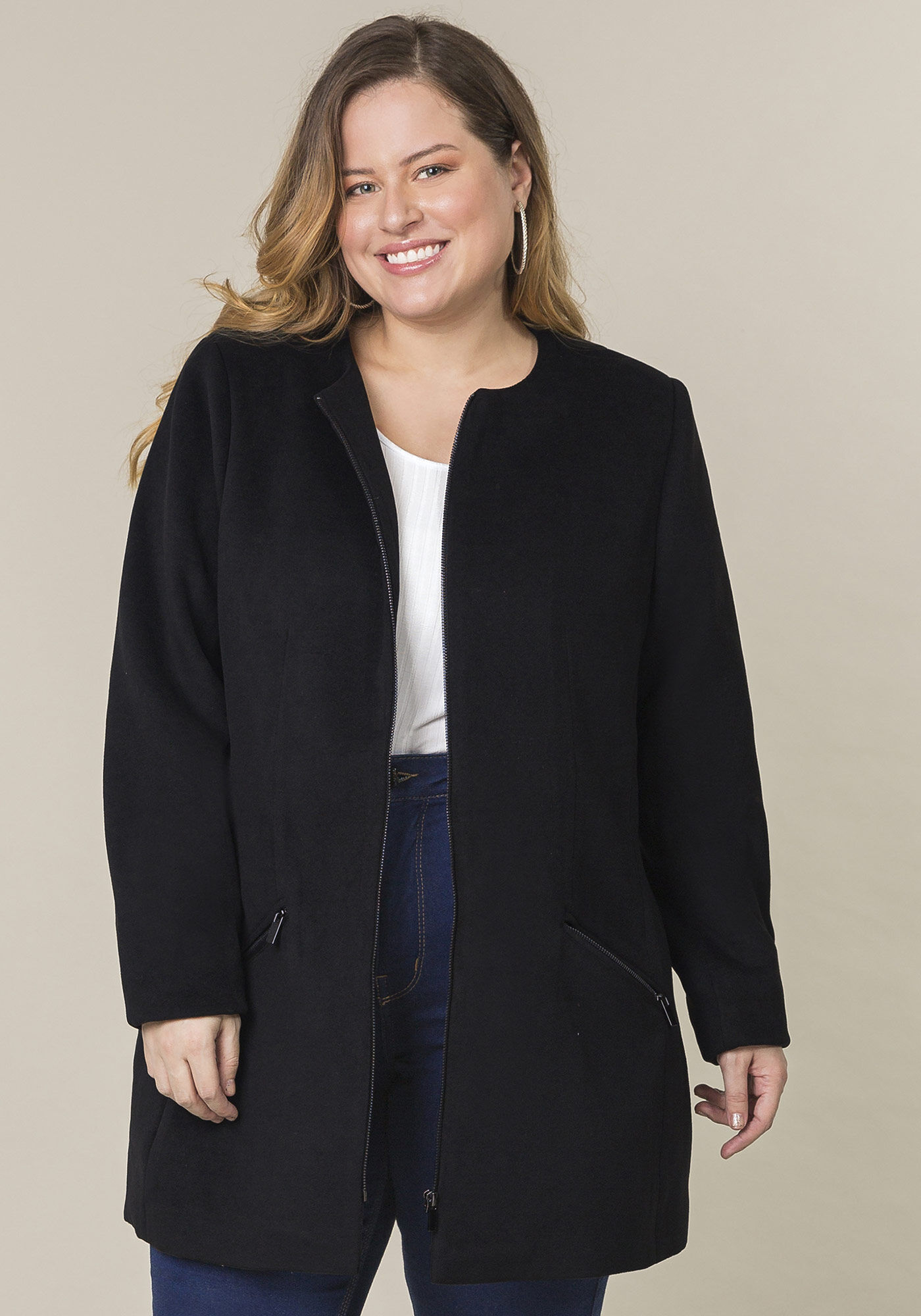 Casaco de lã batido plus size online