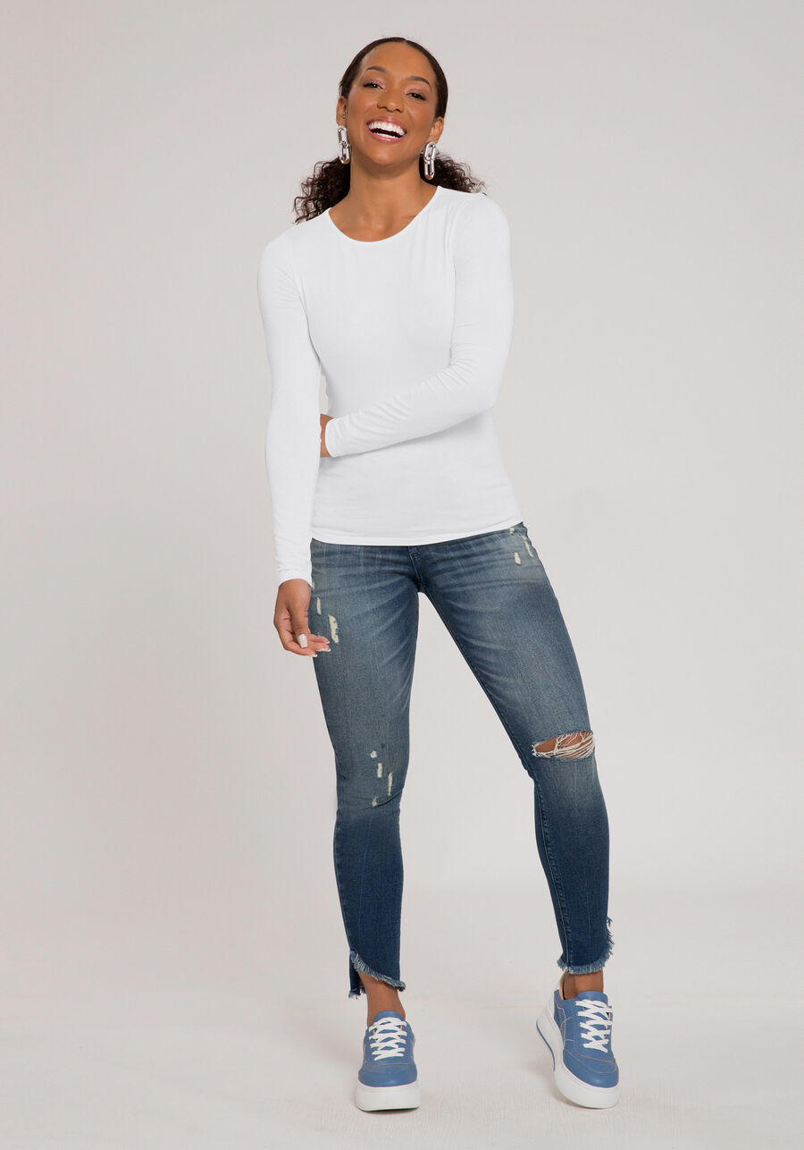 Blusa Básica De Mangas Longas Em Malha Com Elastano, . Blusa Básica De Mangas Longas Em Malha Com Elastano, , large.