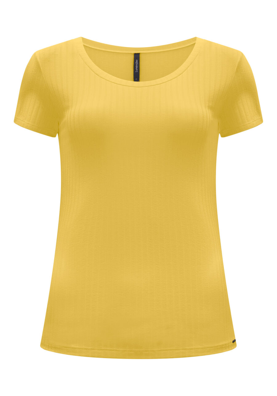 Blusa Em Malha Canelada Com Mangas Curtas E Decote Redondo, . Blusa Em Malha Canelada Com Mangas Curtas E Decote Redondo, , large.