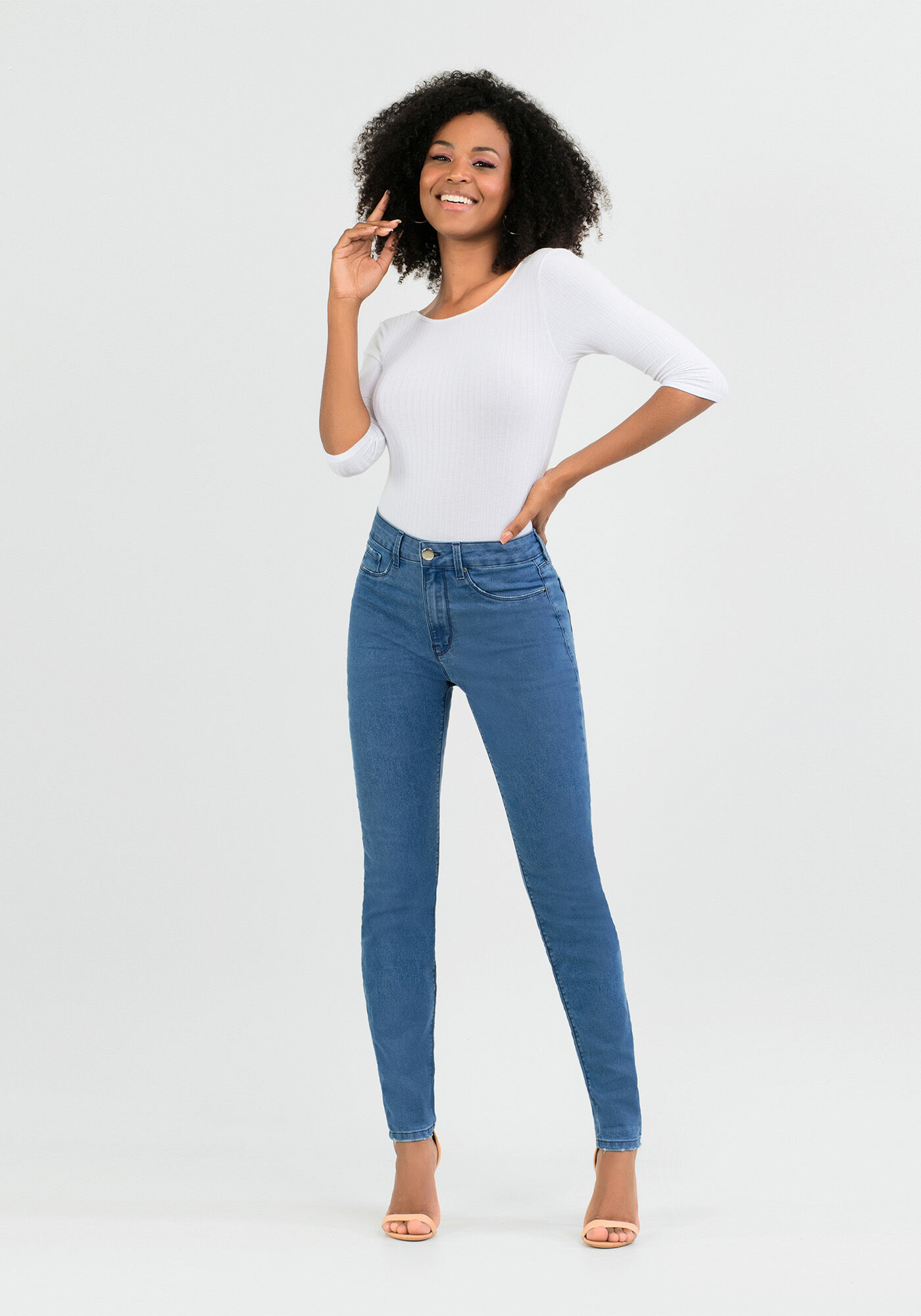 Calça skinny jeans com cintura alta 2025