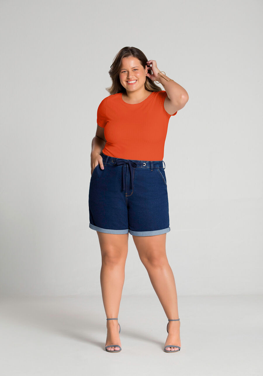 Blusa De Mangas Curtas Em Malha Canelada De Viscose, . Blusa De Mangas Curtas Em Malha Canelada De Viscose, , large.