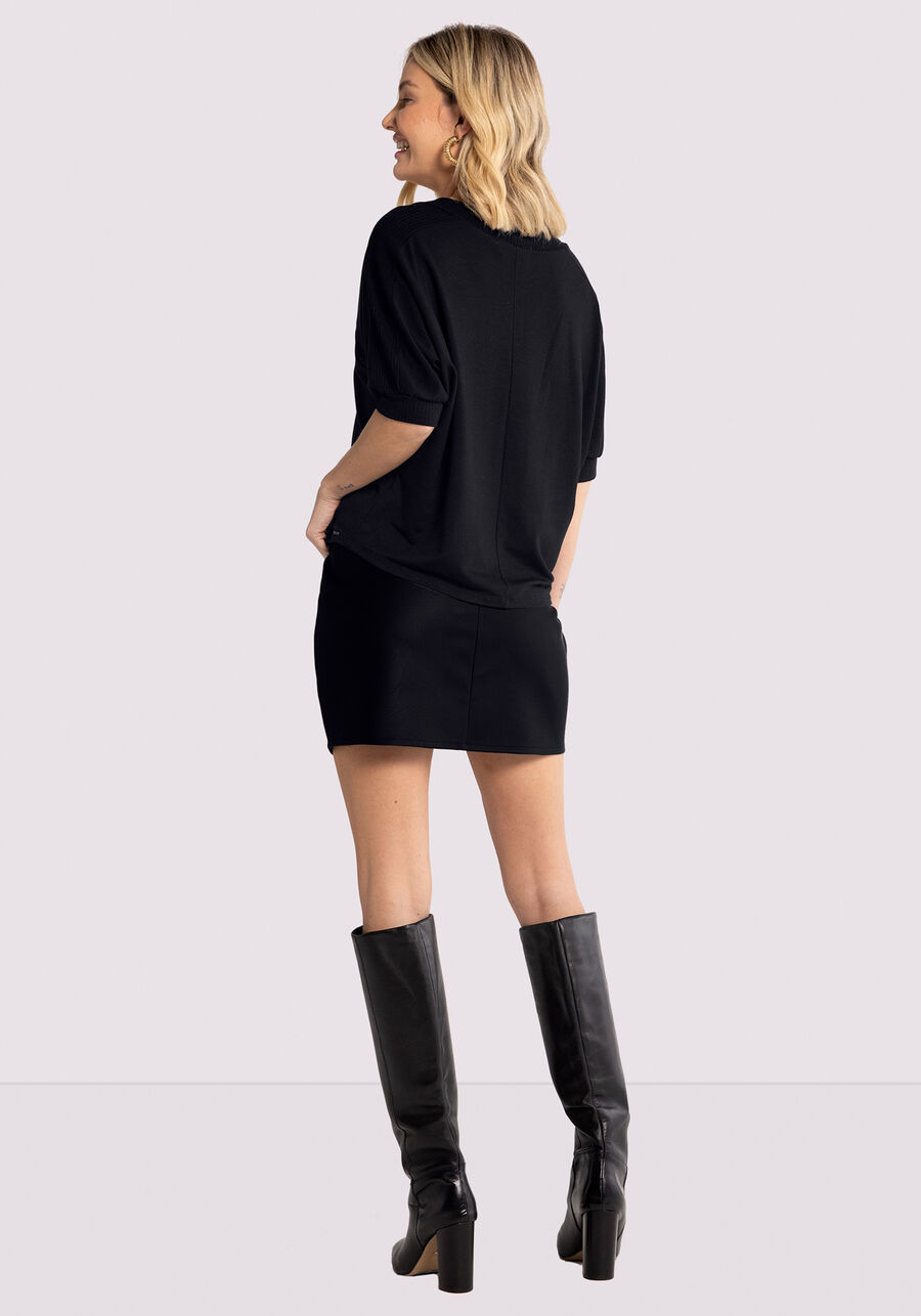 Blusa em Moletom com Recorte Canelado, . Blusa em Moletom com Recorte Canelado, , large.