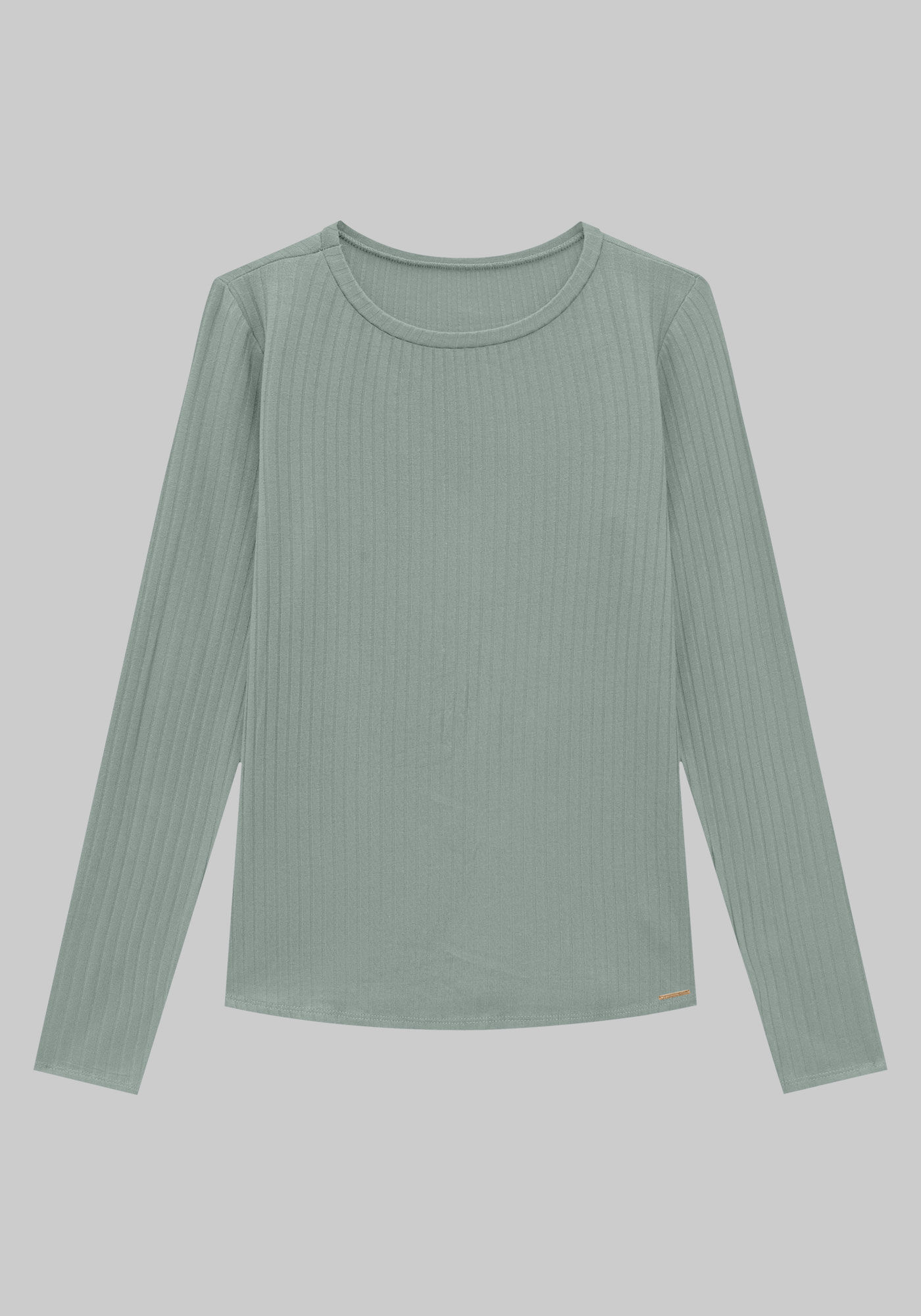 Blusa B&aacute;sica Canelada Manga Longa, , large.