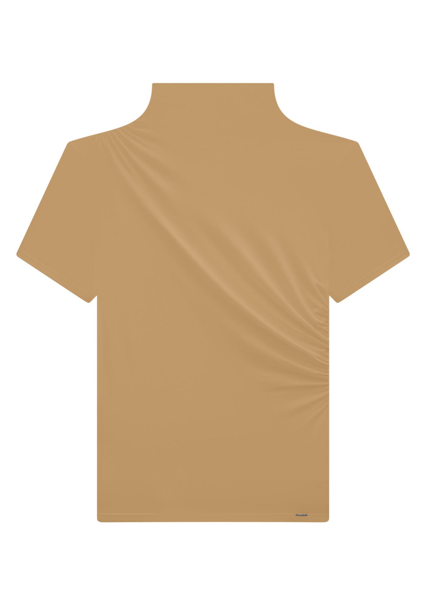 Blusa Gola Alta em Malha Viscose com Franzido Lateral, , large.