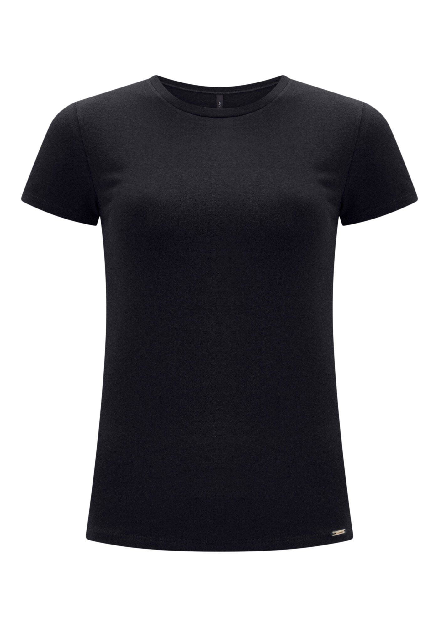 Blusa B&aacute;sica de Mangas Curtas Em Malha De Algod&atilde;o E Elastano, , large.