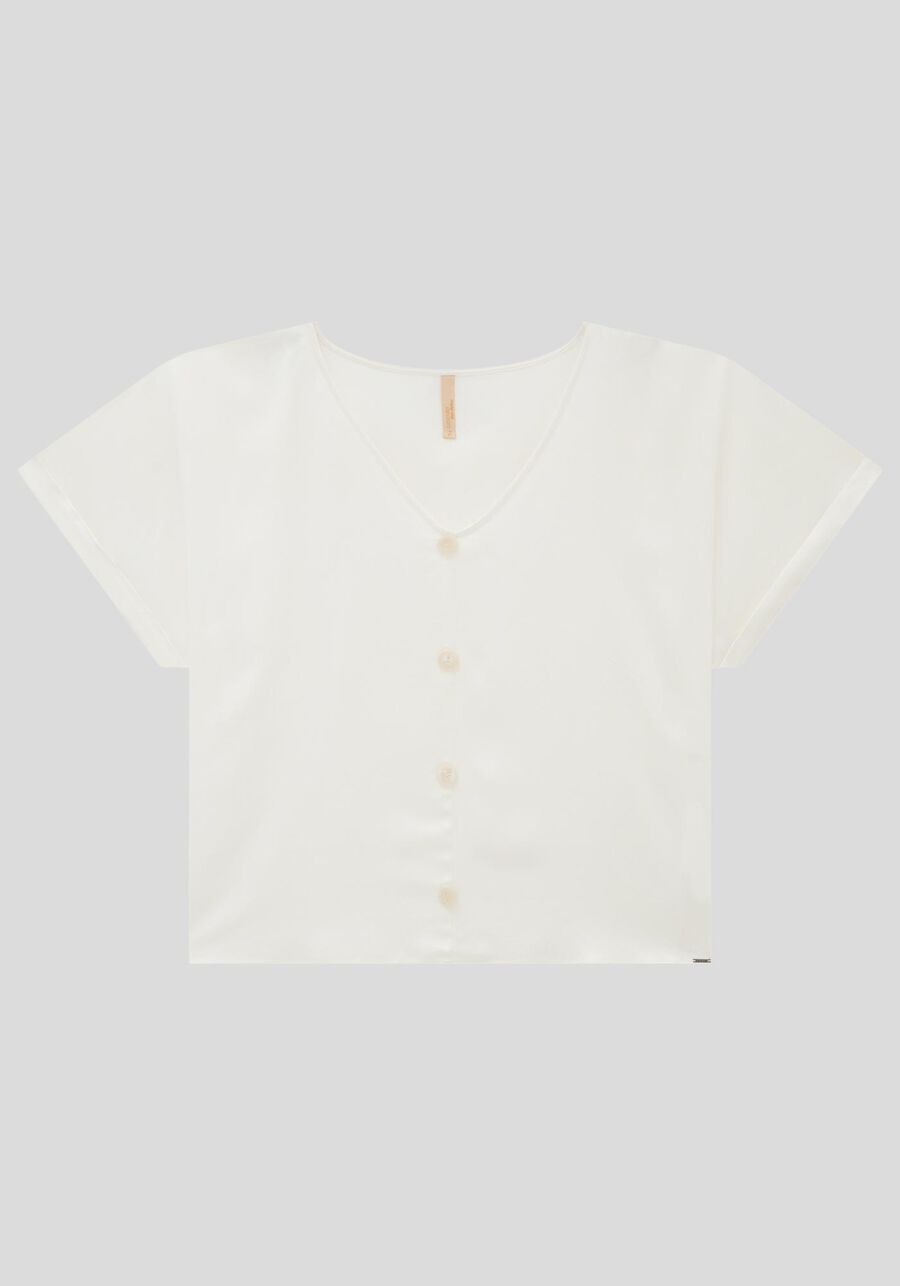 Blusa Plus Size Estampada em Viscose com Botões, BRANCO OFF WHITE, large.