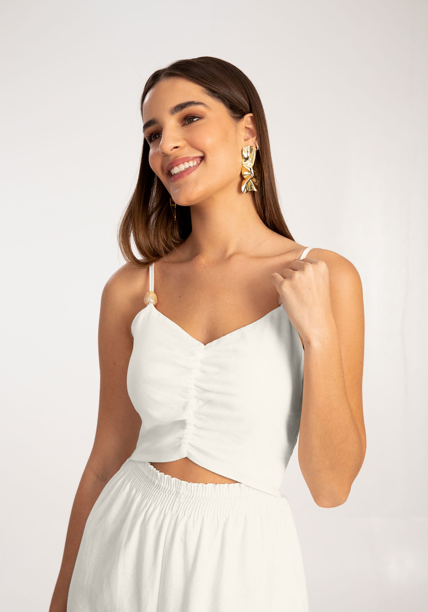 Macac&atilde;o Longo Pantalona em Linho com Cut, BRANCO OFF WHITE, large.