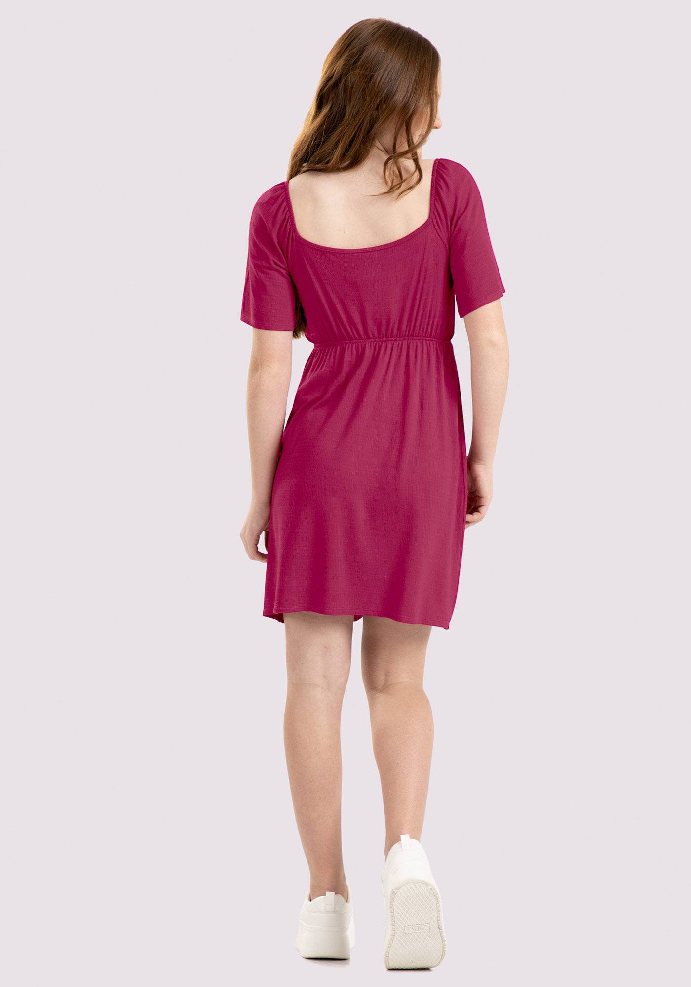 Vestido Curto Juvenil em Malha com Franzido, , large.