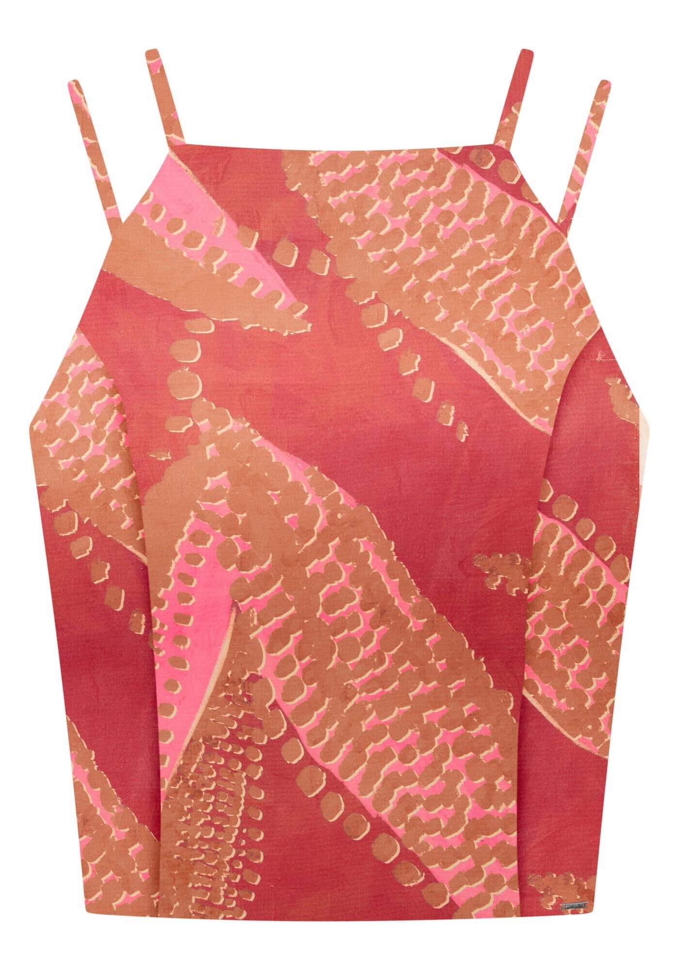 Blusa Cropped em Viscose Estampada com Detalhe Al&ccedil;as, , large.