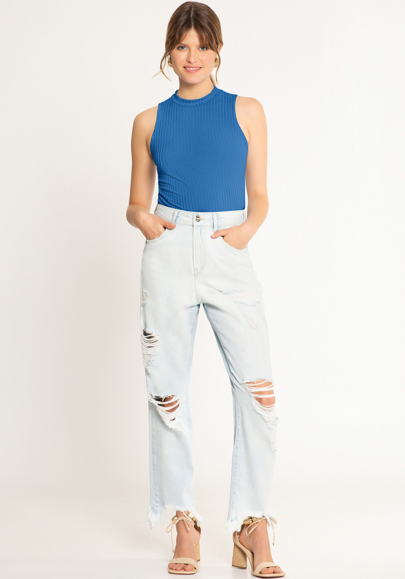 Blusa Regata B&aacute;sica Em Malha Canelada Respons&aacute;vel, , large.