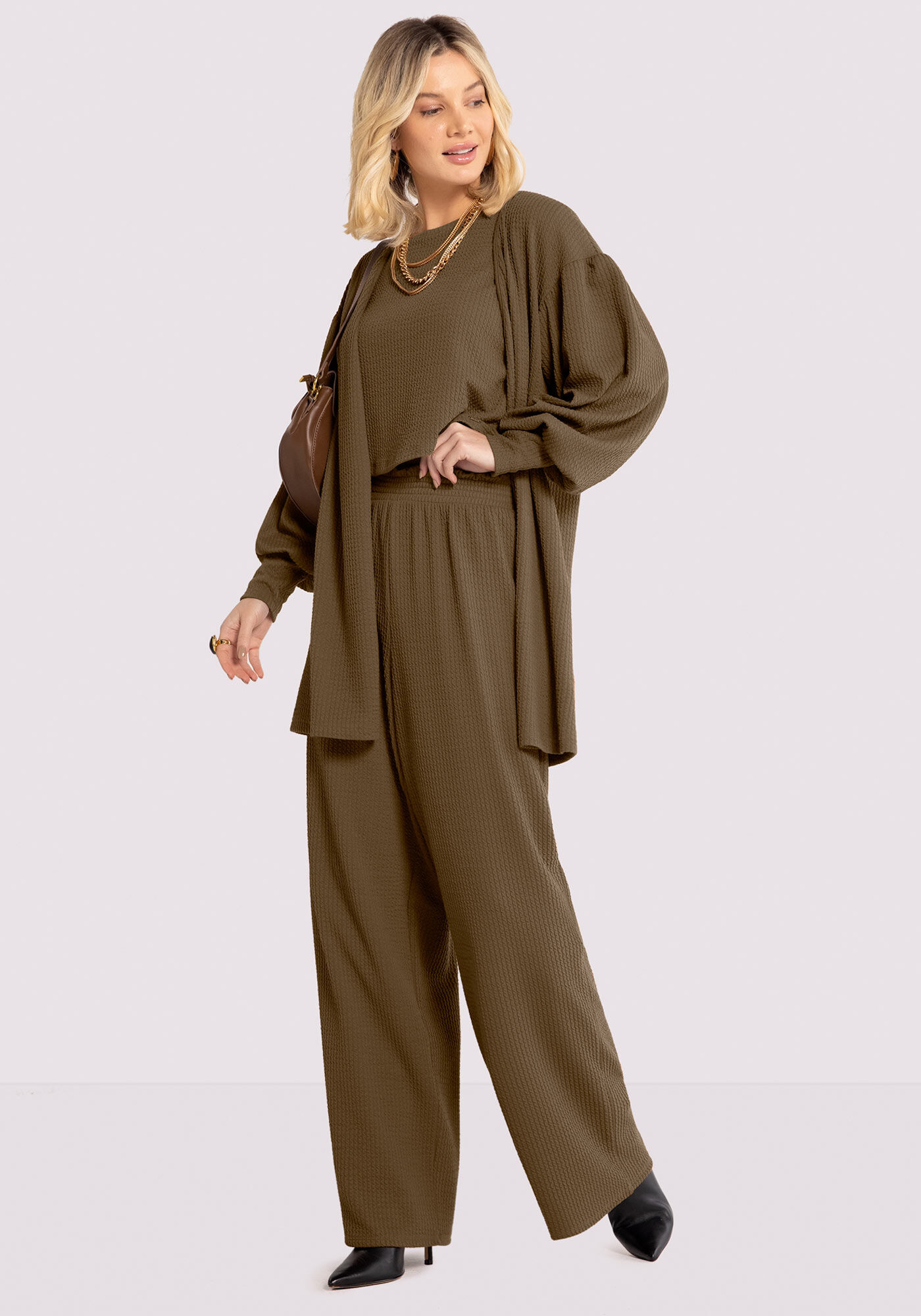 Cardigan Alongado Texturizado com Manga Bufante, , large.