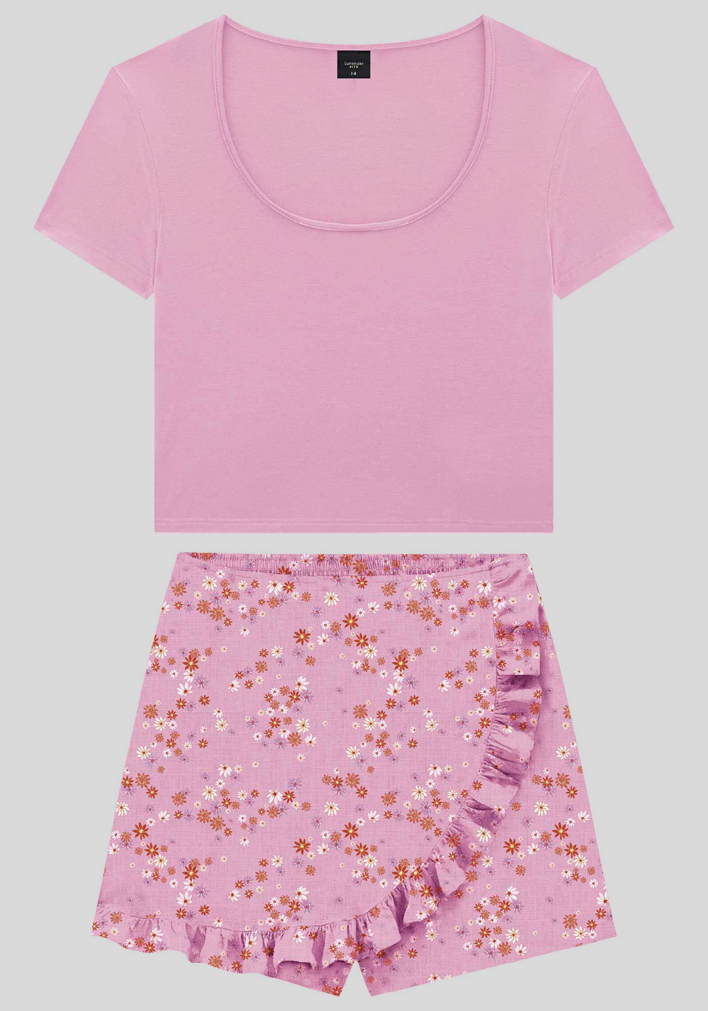 Conjunto Juvenil com Shorts-Saia Estampado, LIBERTE ROSA, large.