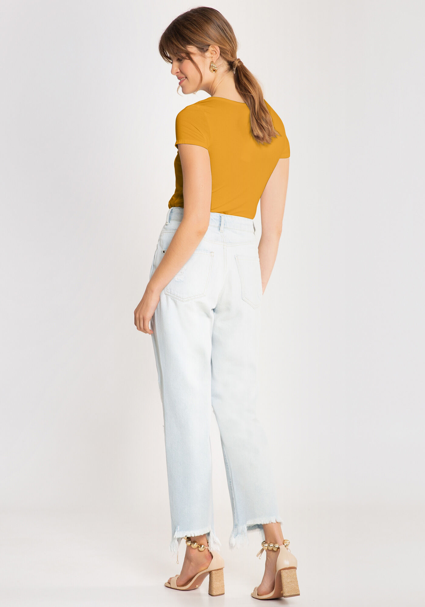 Blusa B&aacute;sica em Malha Viscose com Bolso, , large.