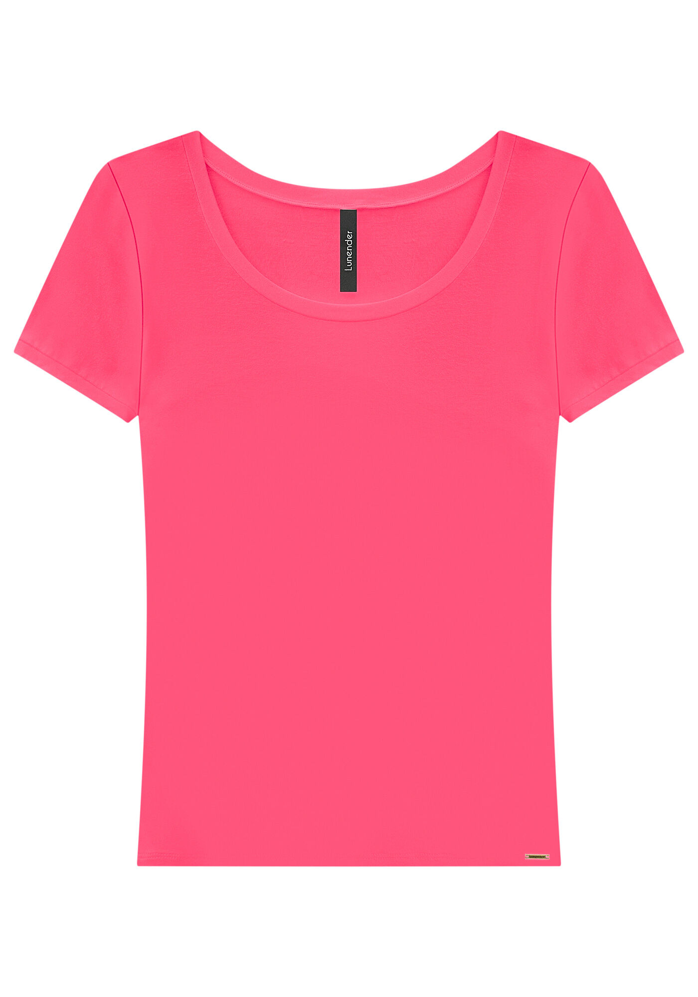 Blusa B&aacute;sica Lisa De Mangas Curtas Em Malha De Viscose, , large.